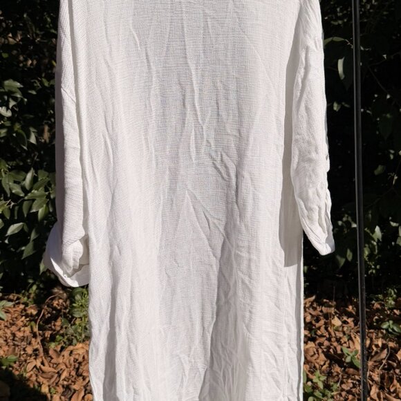 Brand Bazar White Textured Cotton Duster | Boho French Cardigan One Size - Picture 2 of 2